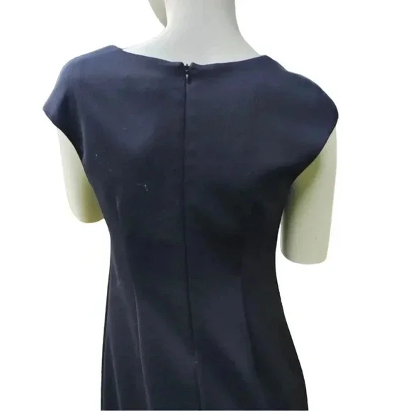 Connected Apparel Printed Contrast Sheath Dress Size 4P Black and Cream - Picture 4 of 5